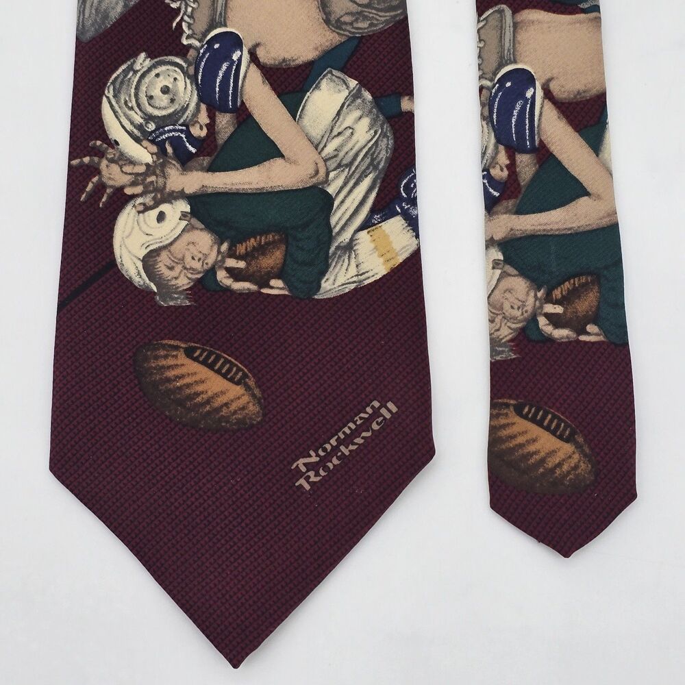 Vintage 1996 Brown & Bigelow Tie Necktie Norman Rockwell Football All Silk